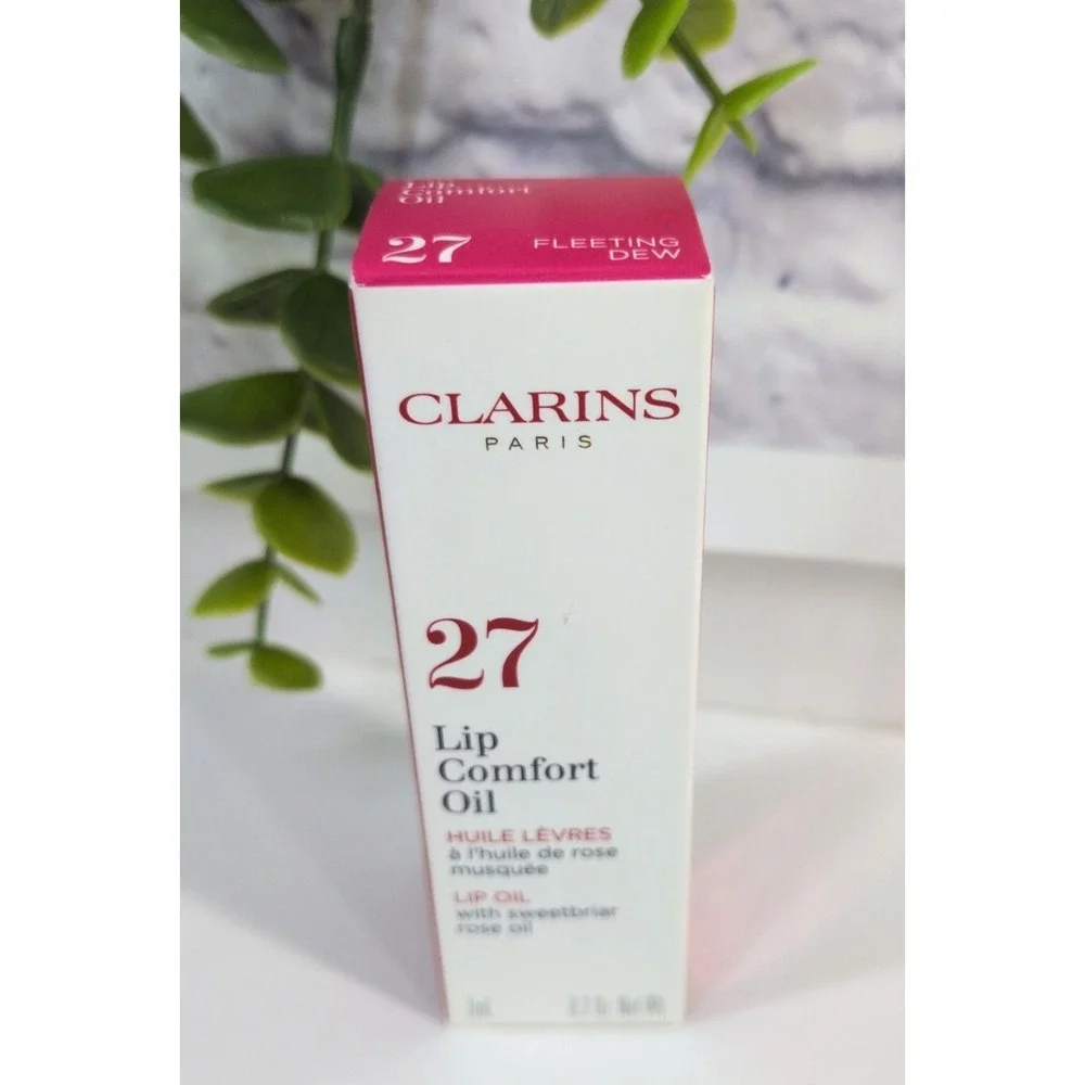NIB HTF😍Clarins Paris Lip Comfort Oil 27 Fleeting Dew Hydrating Gloss 7ml .02oz